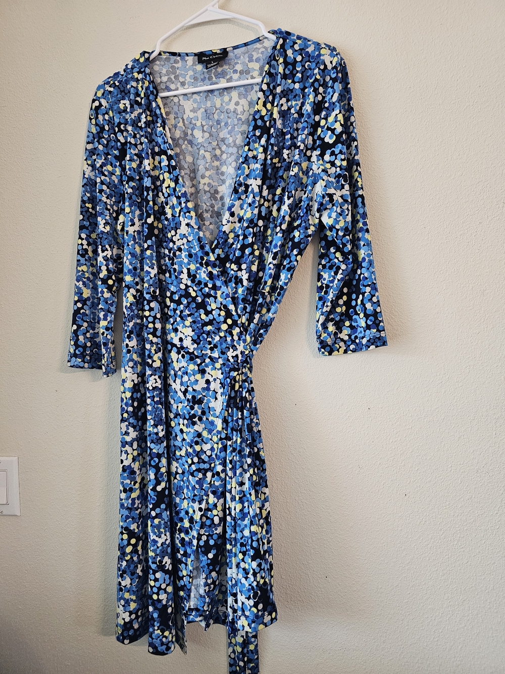 Nue Options Blue Printed Wrap Midi Dress